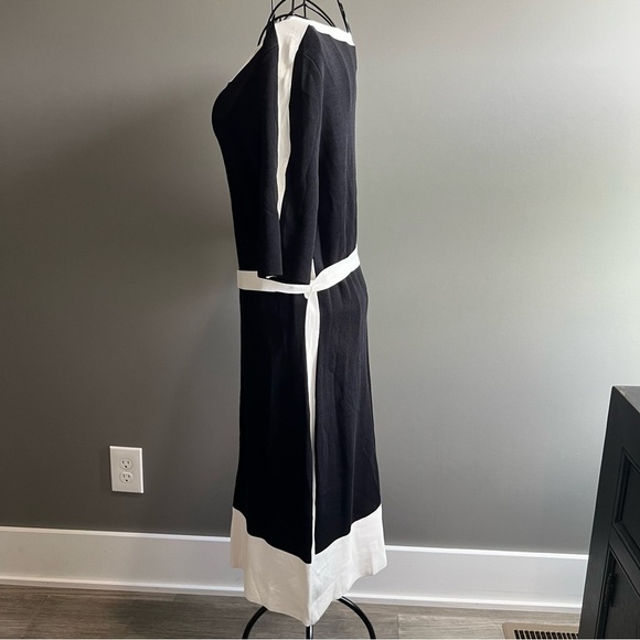 Lauren Ralph Lauren Black and White Color block Dress with Belt Size Medium - Picture 3 of 9